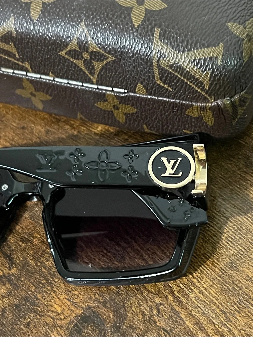 Louis Vuitton Black Sunglasses with Gold LV Medallions